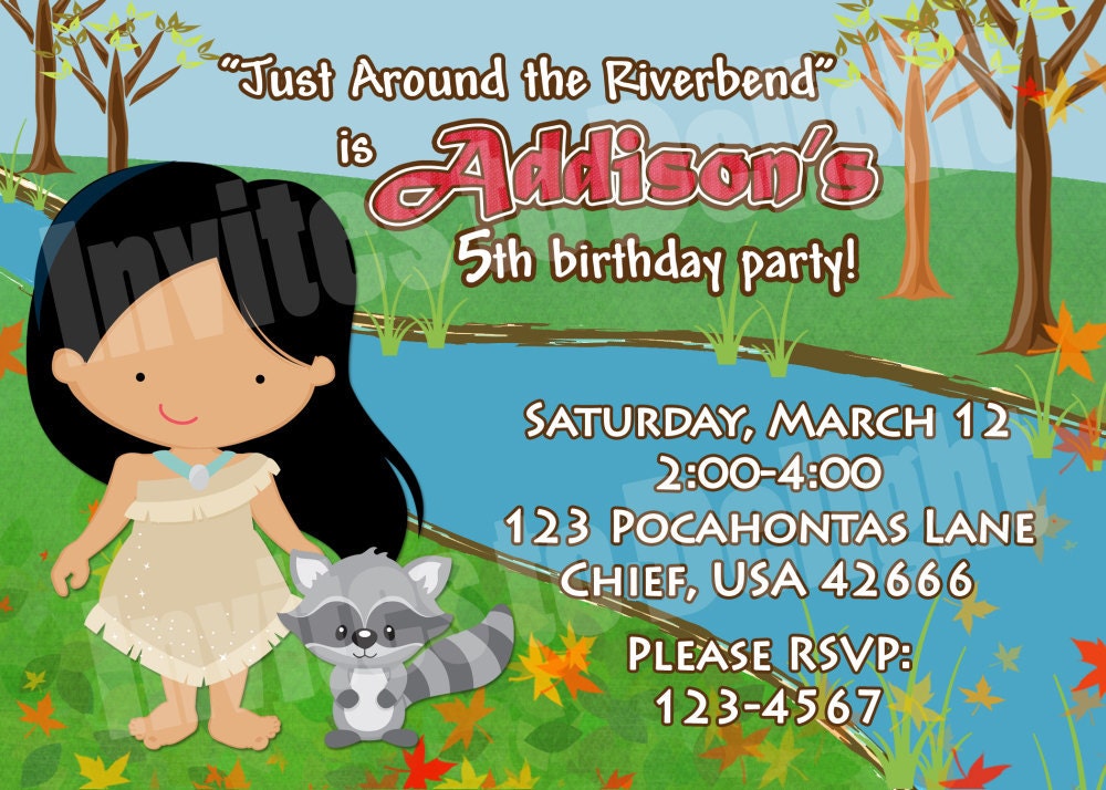 Pocahontas Personalized Birthday Invitation Printable - Etsy