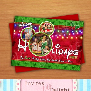 Digital Disney inspirado foto Navidad tarjeta de felicitación Mickey Mouse inspirado