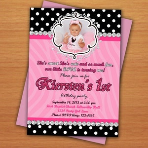 Kleine Diva Zebra 1. personalisierte Geburtstagseinladung druckbare digitale DIY