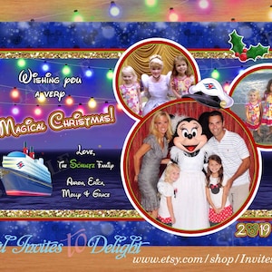 Digitale Disney Cruise geïnspireerd foto kerstwens kaart Mickey Mouse geïnspireerd