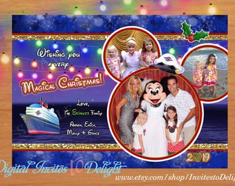 Special listing Digital Disney Cruise Inspired Photo Christmas Greeting Card Mickey Mouse Inspired and back
