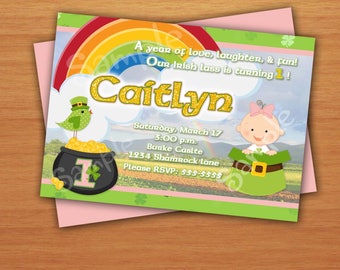 Irish Shamrock 1st Birthday Girl or St. Patrick's Day Invitation DIY