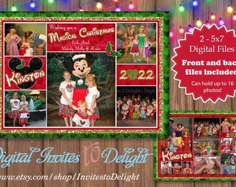 Digital Disney Inspired Photo Christmas Greeting Card Mickey Mouse Inspired