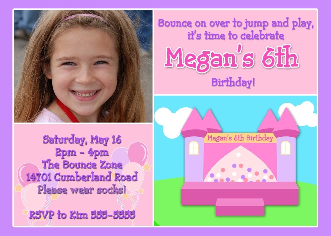 Personalized Photo Bounce House Birthday Invitation