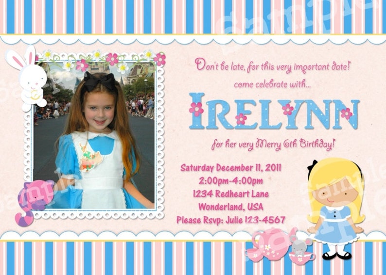 Alice in Wonderland Birthday Invitation