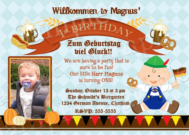 Personalized German Oktoberfest 1st Birthday Invitation DIY Etsy