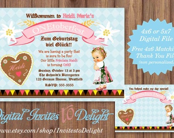 Personalized German Oktoberfest 1st First Birthday Invitation Printable