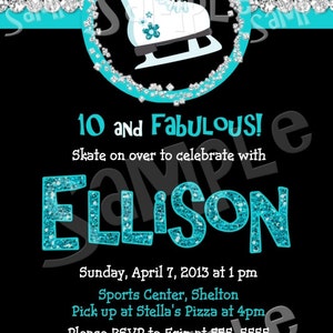 Patinage sur glace Invitation d'anniversaire personnalisé printable bricolage numérique
