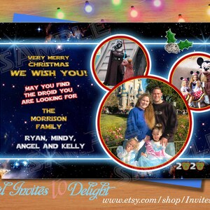 Star Wars inspirado foto Navidad tarjeta de felicitación Mickey inspirado
