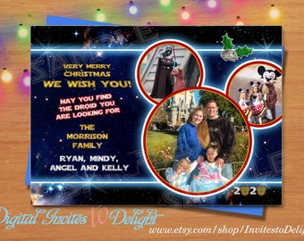 Star Wars Inspired Photo Christmas Greeting Card Mickey inspired