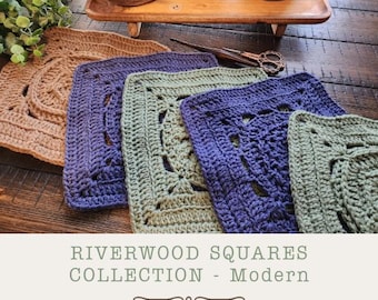 Lot de motifs carrés au crochet - eBook sur les carrés au crochet - 24 modèles de carrés au crochet au format PDF pour les crocheteurs débutants et intermédiaires