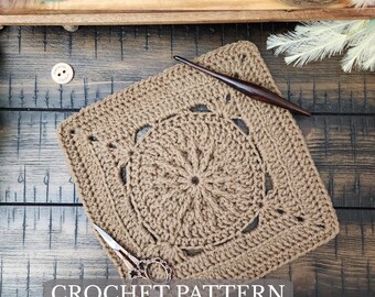 Motif carré au crochet | PDF Téléchargement numérique instantané | Modèle de crochet de bloc afghan de 12 pouces | Bloc échantillonneur | Motif bloc afghan texturé