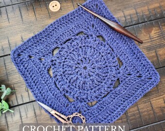 Crochet Square Pattern | PDF Instant Digital Download | 9-inch Afghan Block Crochet Pattern | Sampler Block | Textured Afghan Block Pattern