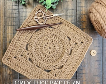 Crochet Square Pattern | PDF Instant Digital Download | 9-inch Afghan Block Crochet Pattern | Sampler Block | Textured Afghan Block Pattern
