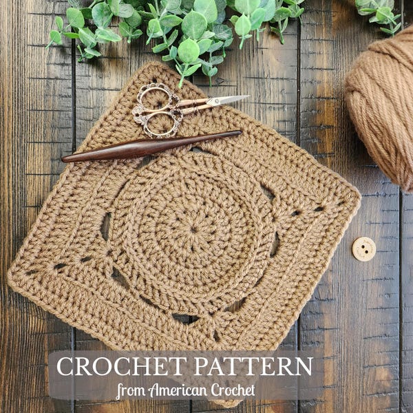 Crochet Square Pattern | PDF Instant Digital Download | 9-inch Afghan Block Crochet Pattern | Sampler Block | Textured Afghan Block Pattern