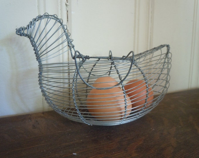 Wire Chicken Egg Basket Farmhouse Kitchen Decor Etsy