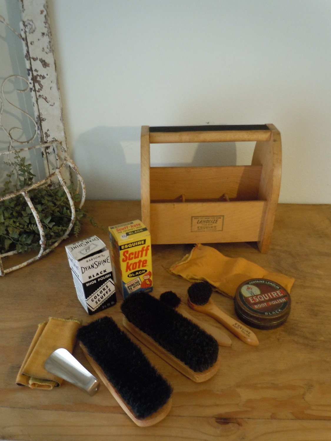 Vintage Wood Shoe Shine Box Kit ON SALE Great man gift under Etsy