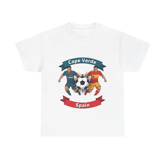 Cape Verde vs Spain Soccer Players T-Shirt | Football Match Illustration