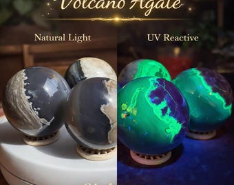 Volcano Agate Sphere, UV Reactive Agate Crystal Ball, Madagascar Crystal Sphere, Choose Your Exact Sphere, Fluorescent Agate