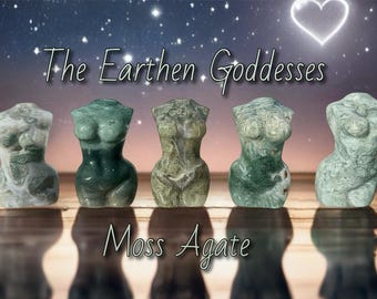 Moss Agate Goddess Statue • Crystal Torso Figurine • Divine Feminine Carving • Lady Body, Altar Decor • Earthy Crystal • Choose Your Goddess