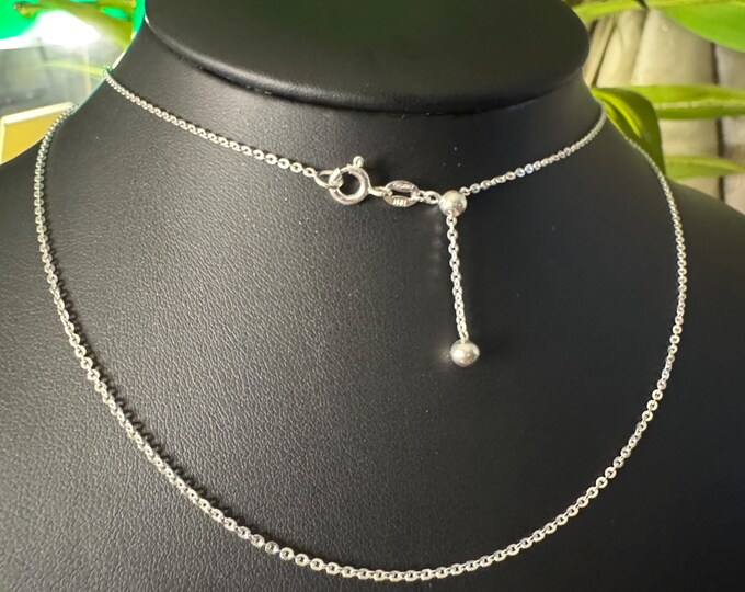 Italian 925 Sterling Silver Adjustable Cable Chain • Diamond Cut ...