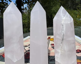 Pink Mangano Calcite Tower from Russia • Polished Crystal Point • Healing Stone • UV Reactive Crystal • Mineral Collector Specimen