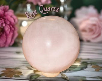 Rose Quartz Sphere, Natural Pink Crystal Ball, Large Rose Quartz Crystal, Heart Chakra Stone, Crystal Decor Gift