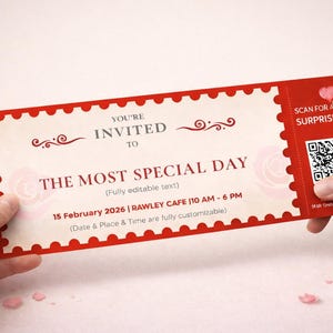 Cupón de San Valentín con código QR personalizado
