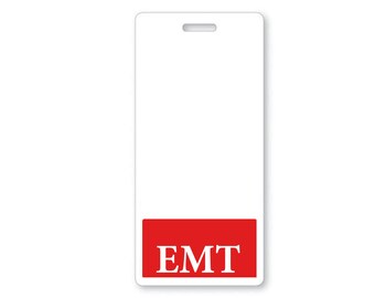 Red EMT Badge Buddy - Free Shipping! - Red Badge Buddies for Emergency Medical Technicians - Wear Behind VERTICAL ID Badge