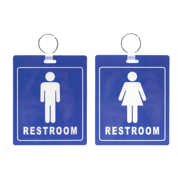 2 Pack - Bathroom Pass Keychain - Free Shipping! - Durable Men & Women Restroom Passes with Key Ring for School or Office by Specialist ID