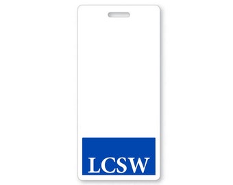 Blue LCSW Badge Buddy - Free Shipping! - Royal Blue Badge Buddy for Licensed Clinical Social Workers - Wear Behind Vertical ID Badge