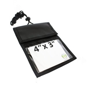 Paquete de 2 - Billetera de viaje de pasaporte - Cordón ajustable - ¡Envío gratis! - Escaparate 4X3 - 3 bolsillos con portalápices para insignia, pase, entradas