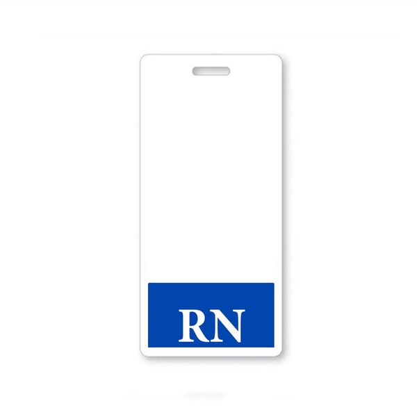 RN Badge Buddy - Free Shipping! - Blue Border Badge Buddy for Registered Nurses - VERTICAL ID Badge Backer - Double Side Printed