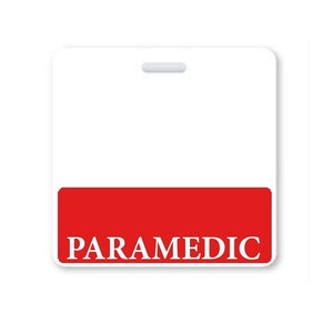 Red PARAMEDIC Badge Buddy - Free Shipping! - Badge Buddies for Paramedics, EMS - Wear Behind Horizontal ID Badge