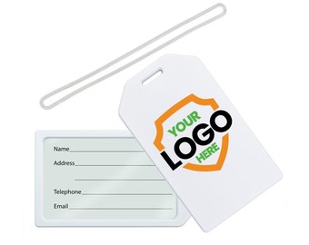 Bulk 10 Pack - Custom Luggage Tags - Add Your Logo, QR or Image - Customize Travel Bag Tags for Brand Awareness, Gift Giveaway, Family Trips