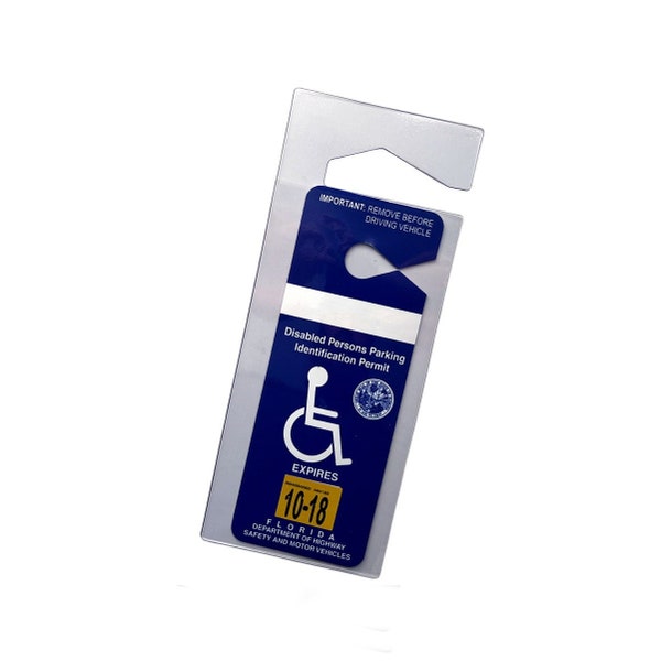 Handicap Placard Holders - Free Shipping! - Disability Parking Protector for Rear View Mirror Permit Hanger - Clear Flexible Plastic