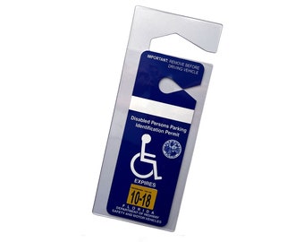 Handicap Placard Holders - Free Shipping! - Disability Parking Protector for Rear View Mirror Permit Hanger - Clear Flexible Plastic