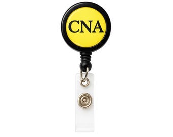 CNA Badge Buddy Reel with Swivel Clip - Retractable Reel CNA Badge Holder & Title Card in One - 1 inch Dome Label Role for Nurses