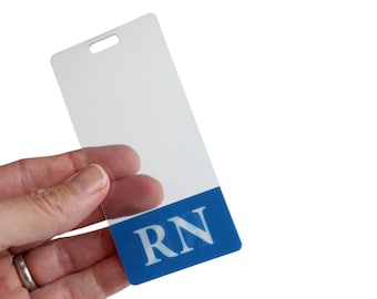 Clear Blue RN Badge Buddy - Free Shipping! - Badge Buddies for Registered Nurses - Wear Behind VERTICAL ID Badge