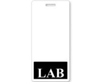 LAB Badge Buddy - Black Border Badge Buddies for Laboratory Technicians/Specialists - VERTICAL ID Badge Backer - Double Side Printed