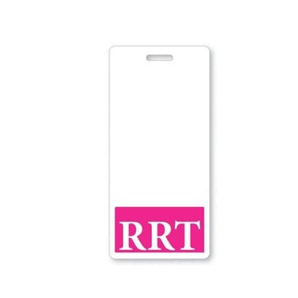 RRT Badge Buddy - Free Shipping! - Pink Border Badge Buddies for Registered Respiratory Therapists - Wear Behind Vertical ID Badge