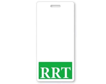 RRT Badge Buddy - Badge Buddies for Registered Respiratory Therapists - Vertical Healthcare ID Card Backer - Double Side Print (Green)