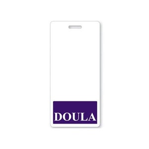 Purple DOULA Badge Buddy - Free Shipping! - Badge Buddies for Birth Assisting Doulas - Wear Behind VERTICAL ID Badge