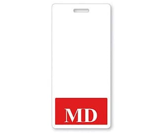 Red MD Badge Buddy - Free Shipping! - Red Badge Buddy for Doctors of Medicine - Wear Behind VERTICAL ID Badge
