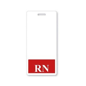 RN Badge Buddy - Free Shipping! - Red Border Badge Buddy for Registered Nurses - VERTICAL ID Badge Backer - Double Side Printed