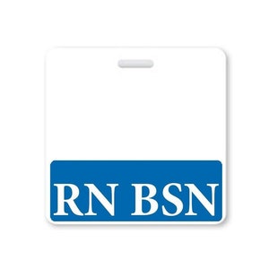 RN BSN Badge Buddy - Free Shipping! - Blue Border Badge Buddy for Nurses w/ Bachelors of Science in Nursing - Horizontal ID Badge Backer