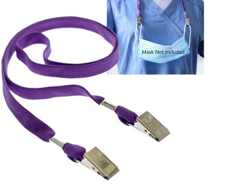 Bulk Lot Of 100 Flat Neck Lanyards With Bulldog Clip - 6 Color Options, Free Shipping