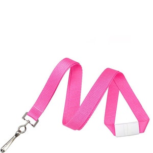 6 Pack Bright Neon Lanyards - Free Ship!  Durable, Vibrant & Cute ID Neck Lanyards w Breakaway Clasp (SPID-Neon-Lanyards-6-Pack-Pink)