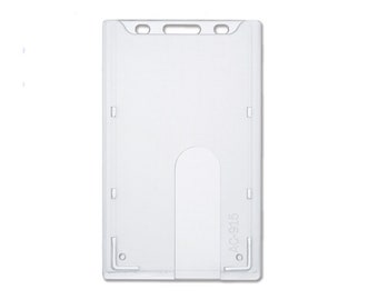 Hard Plastic Badge Holder - Vertical Top Load - Clear Rigid ID Case  (Polycarbonate/Single Card) by Specialist ID (AC-915)