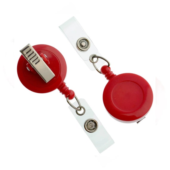 15 Red Badge Reels SWIVEL Pinch Clip 360 Alligator Retractable ID